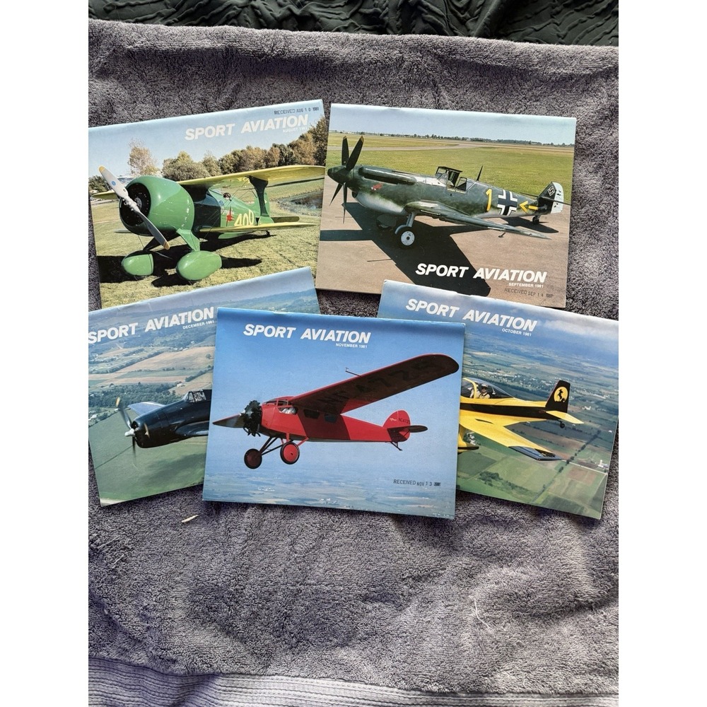 Vintage August-December 1981 Sport Aviation Magazine lot of 5 consecutive